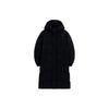 Solid Color Logo Zipper Hooded Long Down Jacket Men Outerwear Black 940165-01