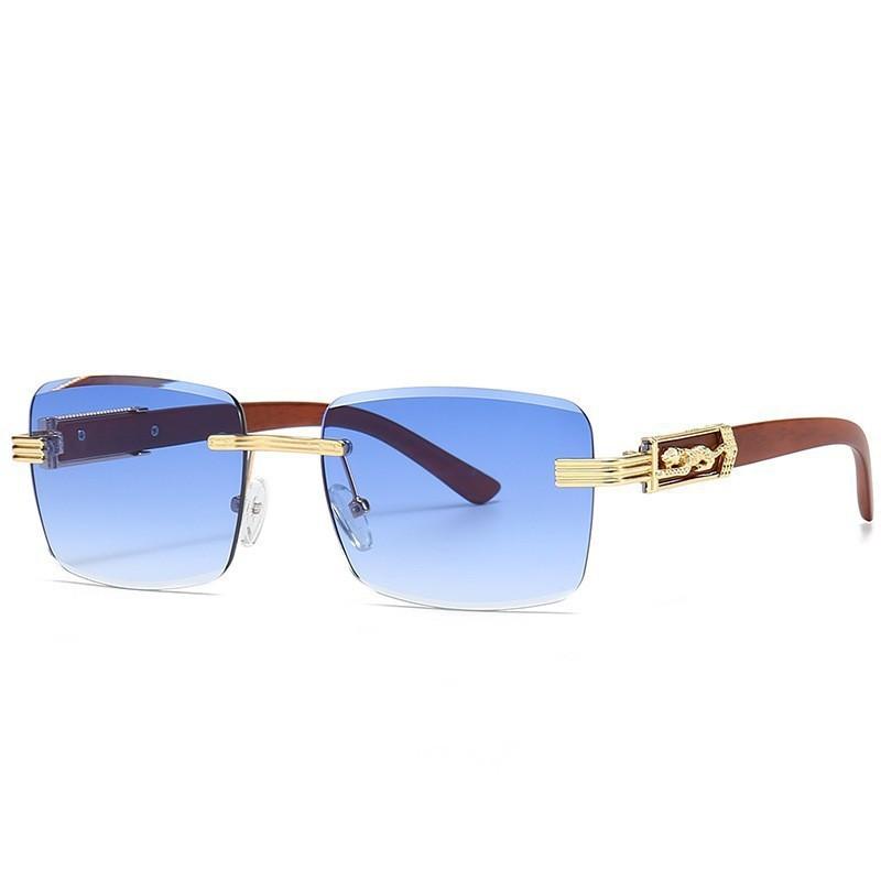 Ретро Металлические Очки Без Оправы с Резными Краями Уличный Тренд Защита UV400 Личность Уличная Фотография Декоративные Очки