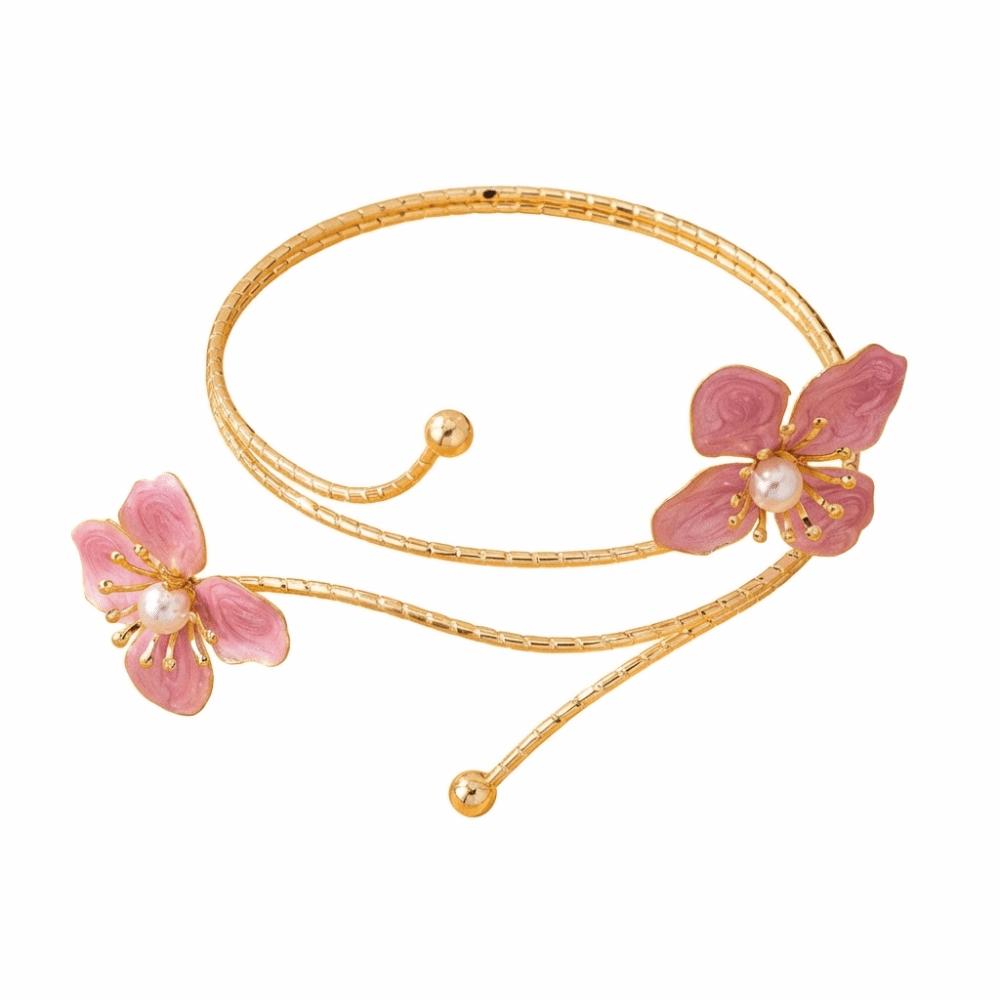Bohemian Open Arm Bangle Drip Oil Armband Exquisite Flower Bracelet Hand Jewelry