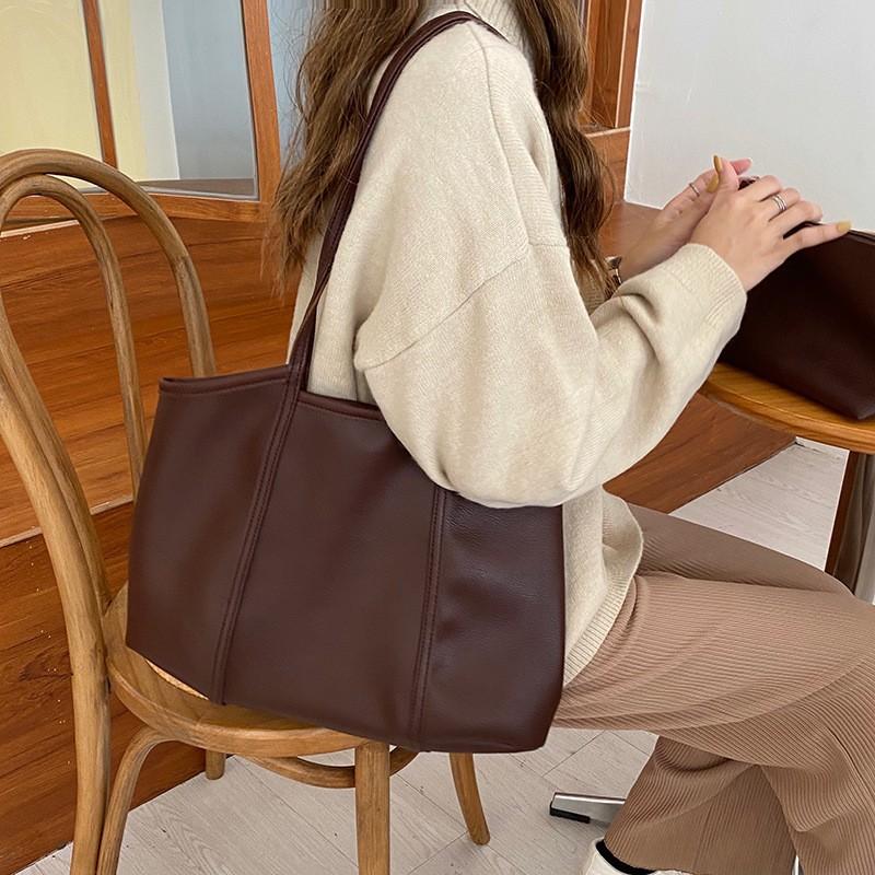 Сумка для мамы большой вместимости Lazy Wind, сумка-тоут на одно плечо, сумка для покупок из мягкой искусственной кожи, модная сумка