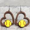 Heart-shaped sports earrings, football, World Cup, baseball, rugby, basketball, tennis, volleyball, geometric hollow earrings