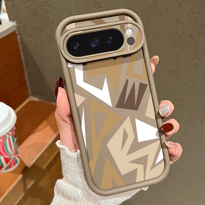 Ударопрочный чехол TPU с геометрическим рисунком для Google Pixel 9 Pro XL 8A 8 7 Pro 7A, матовый мягкий силиконовый защитный чехол для линз телефона