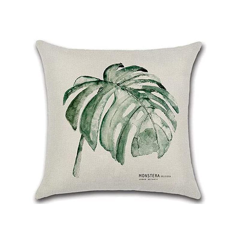 Simple Modern Green Leaves Tropical Plant Series Linen Pillowcase Nordic Small Fresh Style Cushion Cover