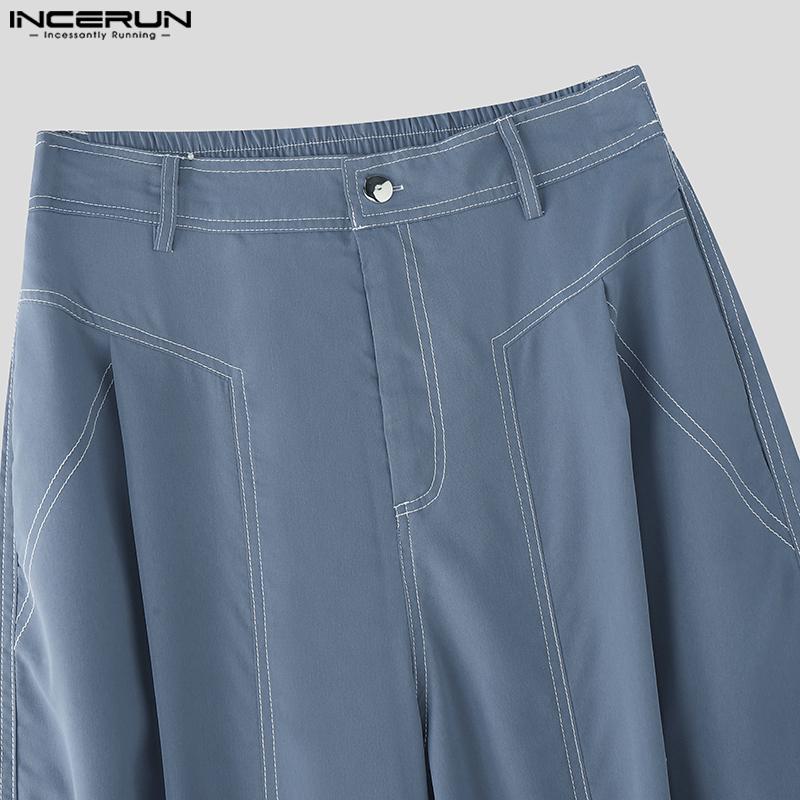 INCERUN Two Pieces Men Lapel Neck Short Sleeve Shirt Long Straight Pants Sets Outfits