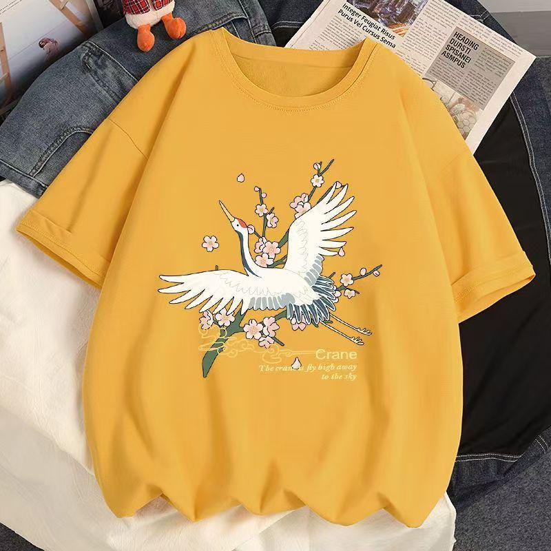 2024 Девушка Женщины Мультфильм Футболка Милые Футболки Хлопок Короткий Рукав Принт Топы