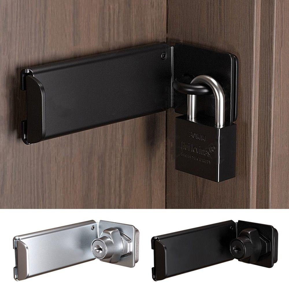 New Stainless Steel Door Clasp Lock 90 Degree Anti-theft Padlock Hasp Right Angle Burglar-proof Door Hasps Door
