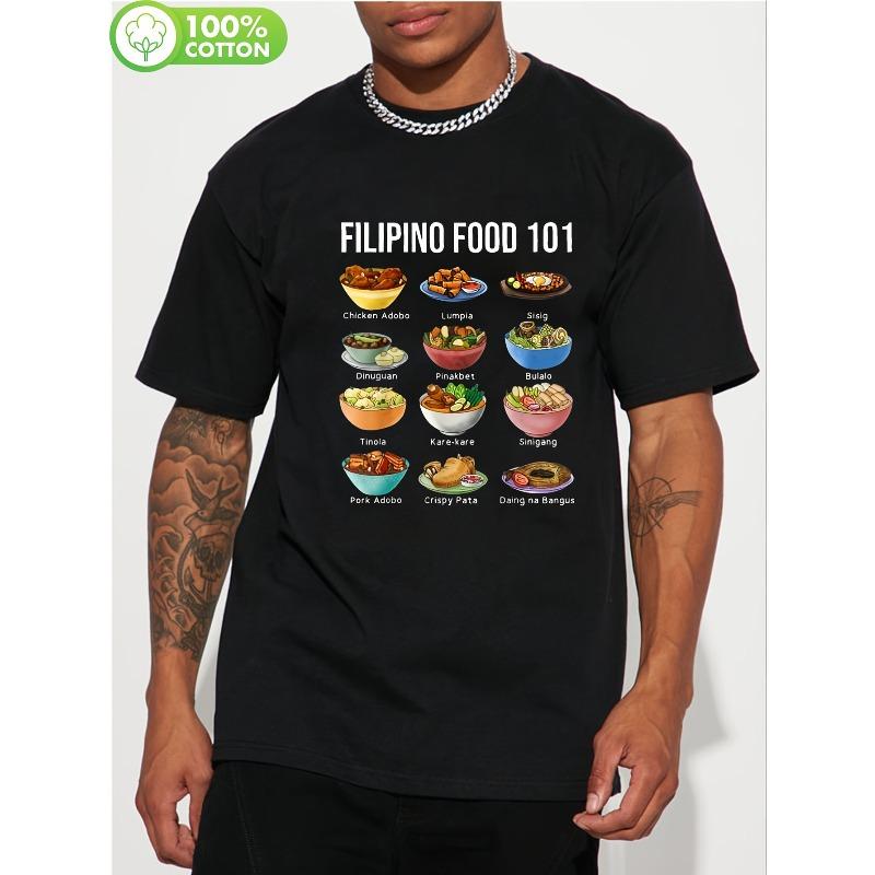 Мужская футболка европейского размера Filipino Food 101 - 100% ретро-дизайн с филиппинской кухней, с принтами Адобо, Лечон, Синиганг