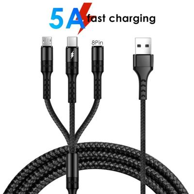 3-в-1 Micro USB Type-C 3/5A Быстрозарядный кабель для телефона