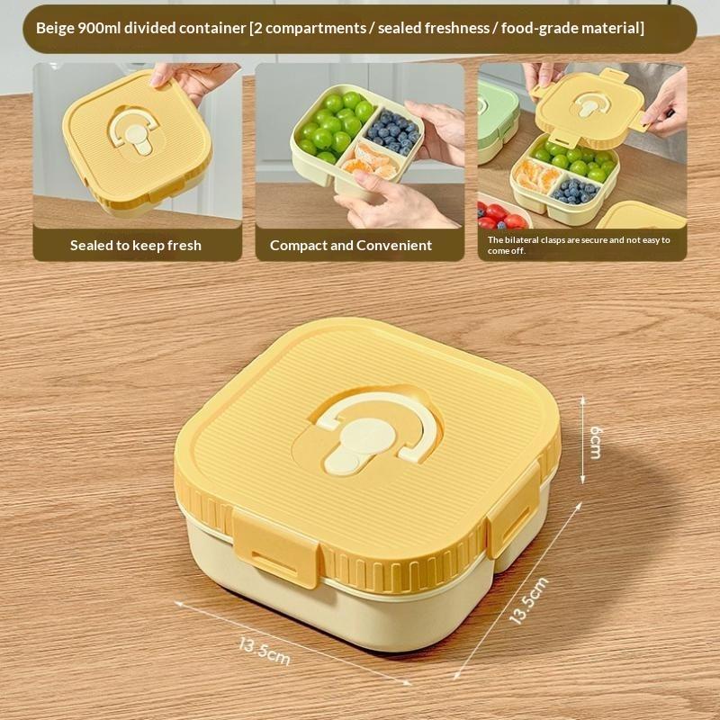 Portable Plastic Lunch Box With Compartment Microwave Safe Fruit Salad Lunch Container Kid Student Leak-Proof Bento Box