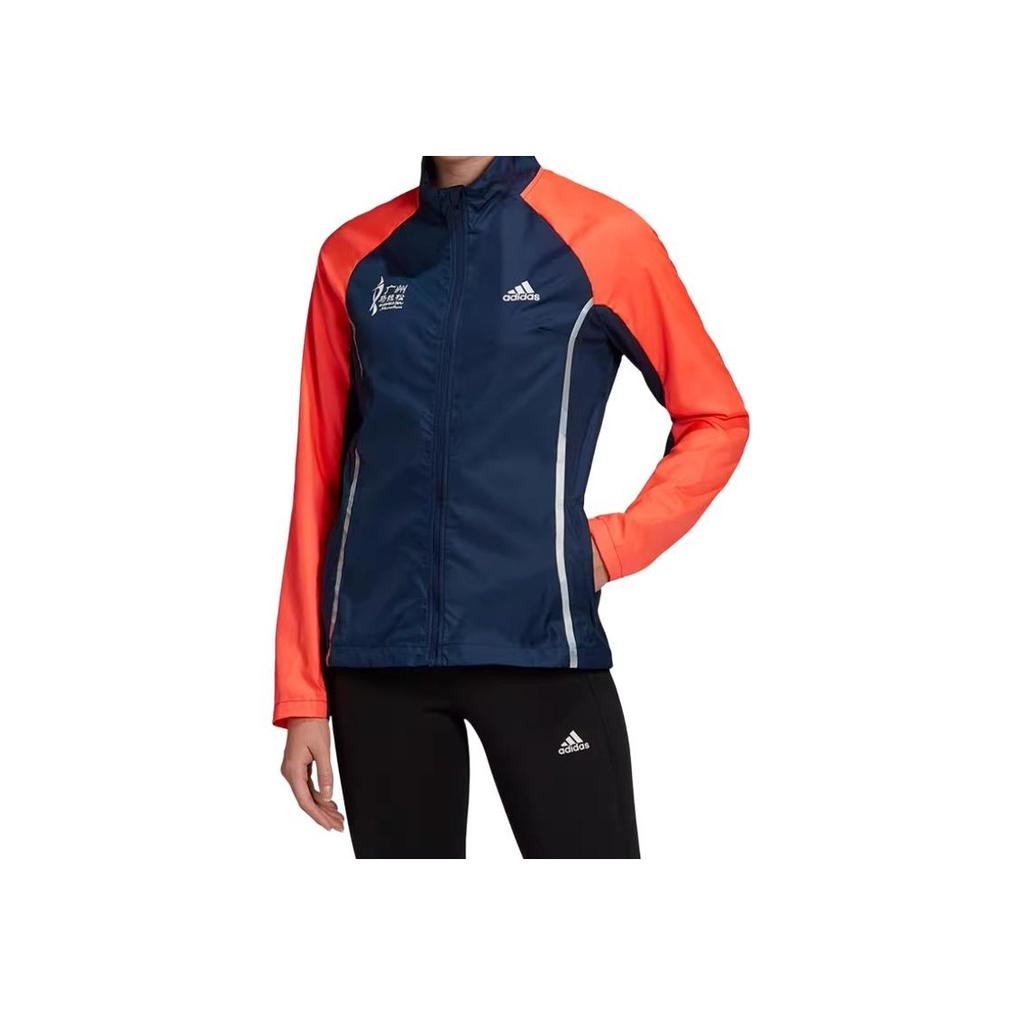 Adidas Gzm Ru Jacket Retro Sports Stand Collar Color Block Comfortable Casual Long Sleeve Jacket Women Jacket Orange Blue GV1324