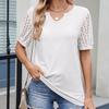 Весна и лето Новая однотонная свободная женская футболка с V-образным вырезом и короткими рукавами