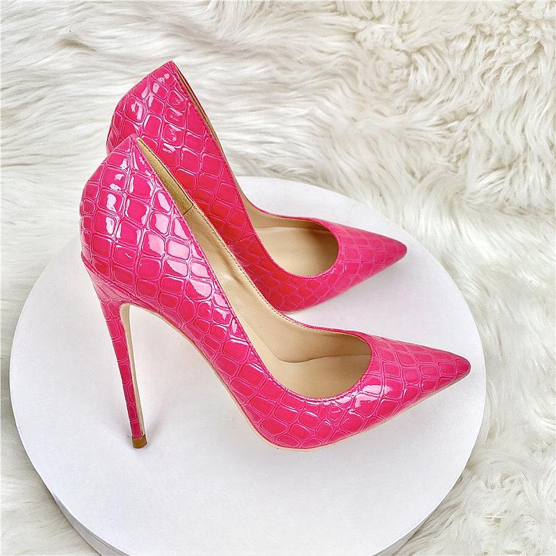 Туфли большого размера для офиса, женские туфли на высоком каблуке, красные лакированные туфли на тонком каблуке, повседневное платье с заостренным носком, женская обувь