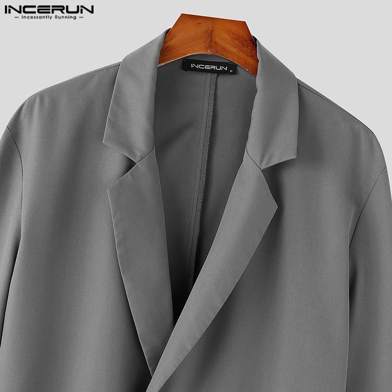 INCERUN Мужские свободные пиджаки с воротником-лацканами и длинными рукавами, с открытой передней строчкой