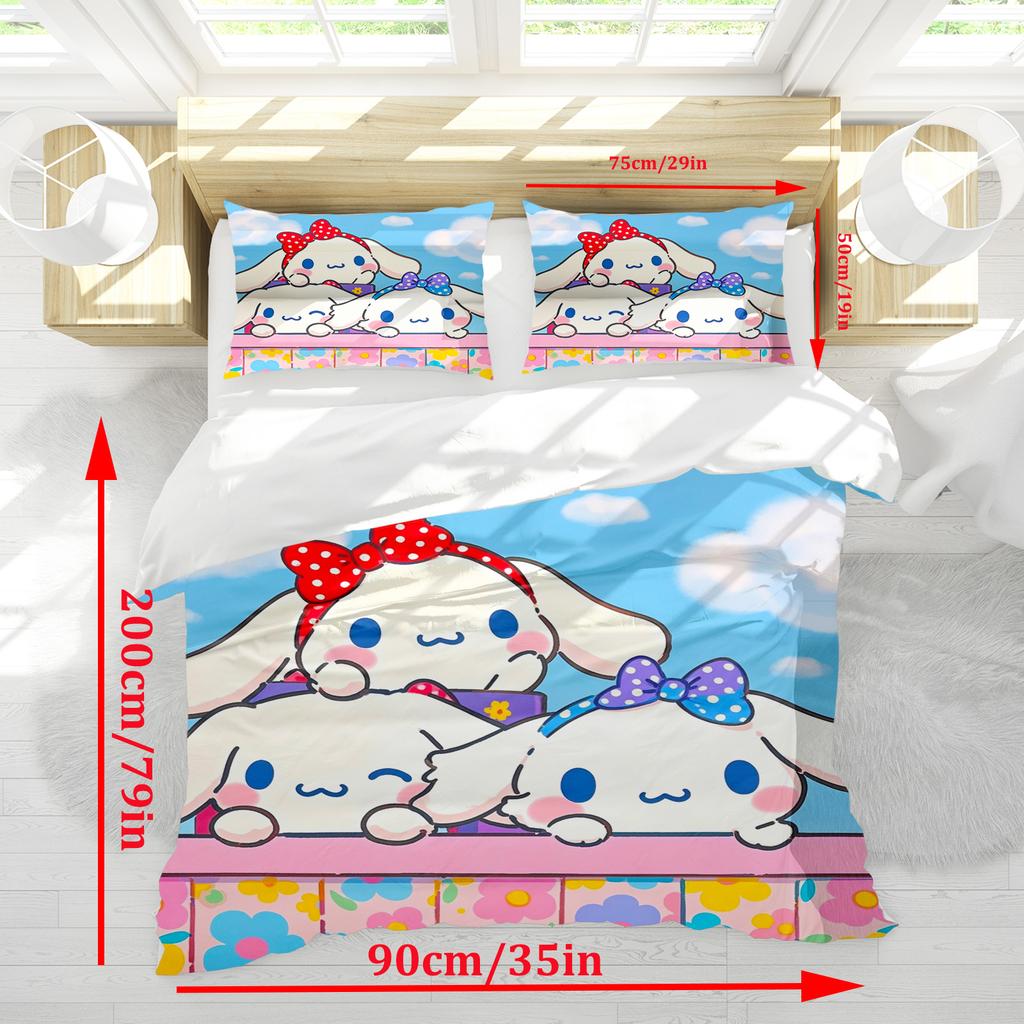 Cinnamoroll Sanrio 3D Детский Комплект Постельного Белья Пододеяльник Комплекты Комфорт Подходит Для Детей И Взрослых Милый Набивной Мультфильм
