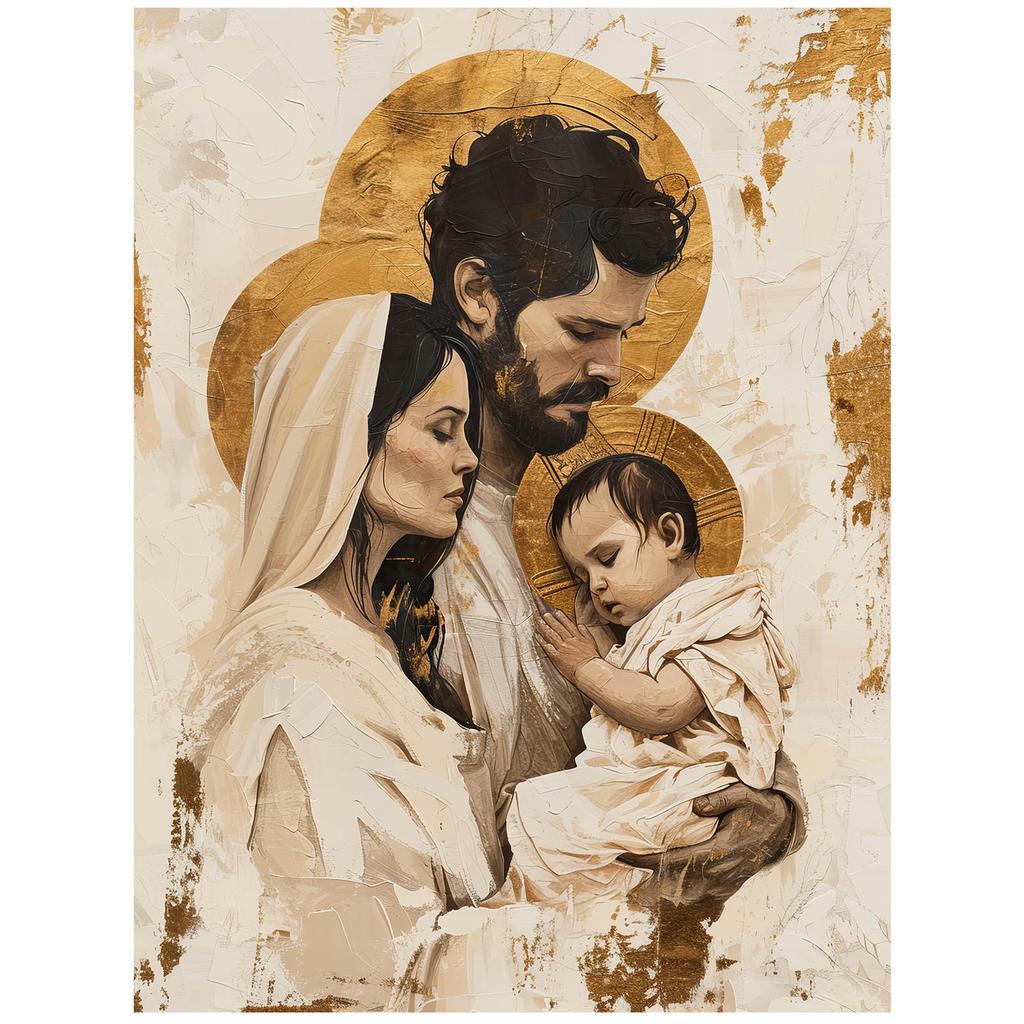 The Holy Family Poster: Love, Faith, Faithfulness Poster Holy Family: Love, Faith, Fidelity, 40X50 Cm, Gold Aluminum Frame, 230 Gsm Matte Paper