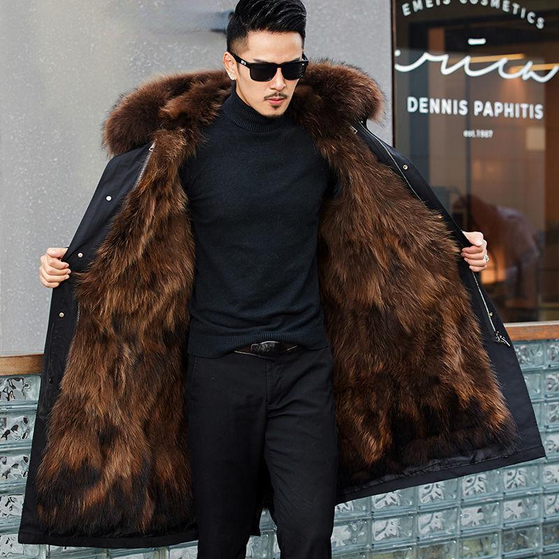 Пальто из искусственного меха, свободное пальто, толстое теплое мужское плюшевое пальто, внутренняя подкладка из лисьего волоса, съемный воротник, длинные меховые парки, меховая куртка