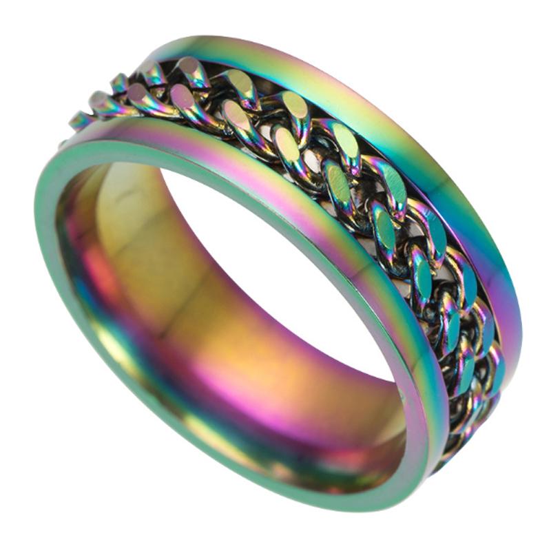 Панк Мужская Женская Цепочка Из Нержавеющей Стали Инкрустированное Кольцо На Палец Ювелирные Изделия Очарование Подарок Кольцо Из Нержавеющей Стали