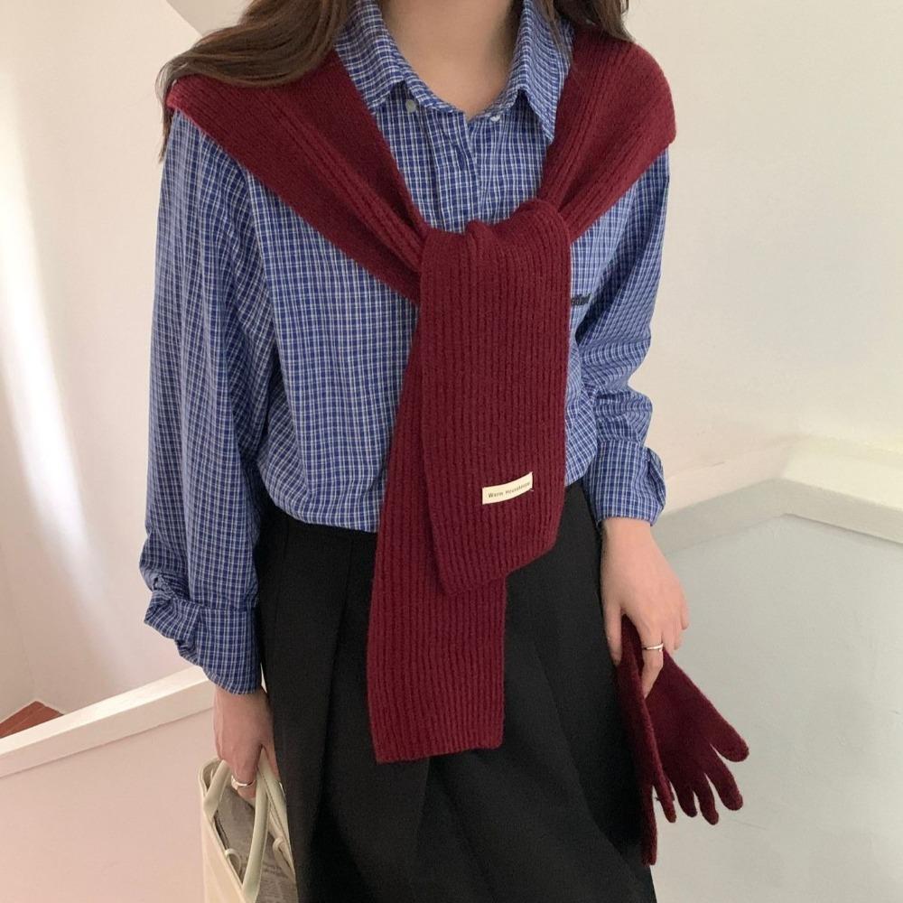 Korean Style Knitted Shawl Knotted False Collar Shoulder Wrap Warm Neck Guard Scarve  Ladies