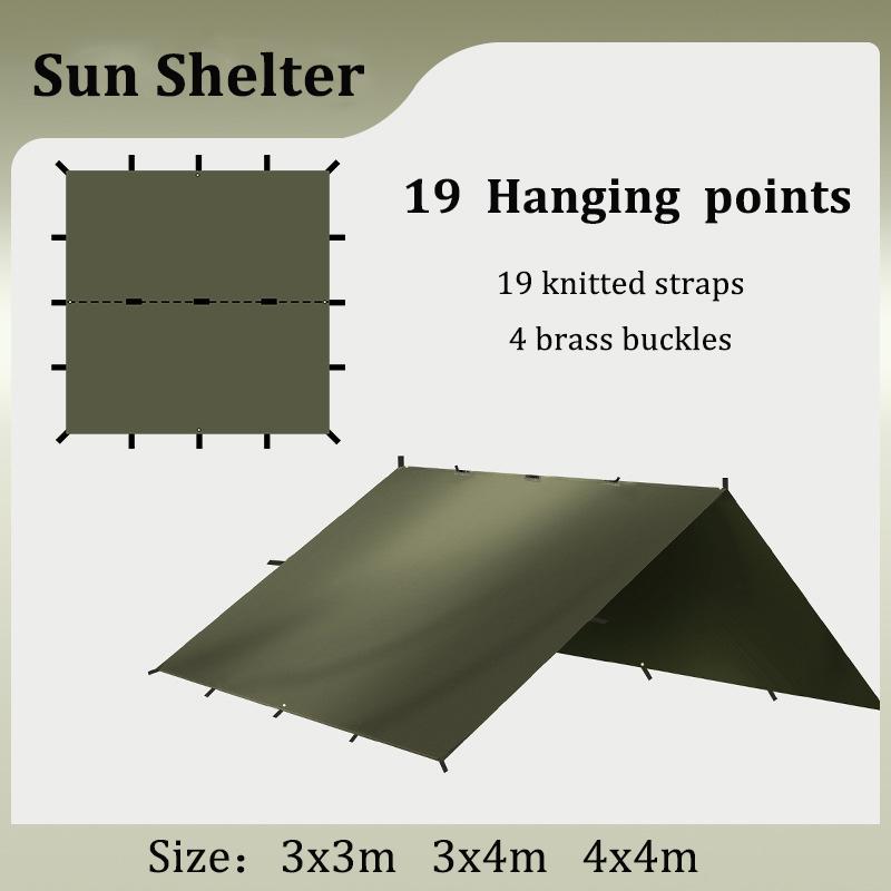 Кемпинговая палатка, брезент, устойчивый к ультрафиолетовому излучению, лагерь, 19 точек подвешивания, солнцезащитный козырек для выживания, открытый водонепроницаемый сверхлегкий солнцезащитный козырек для треккинга, пешего туризма, пляжа
