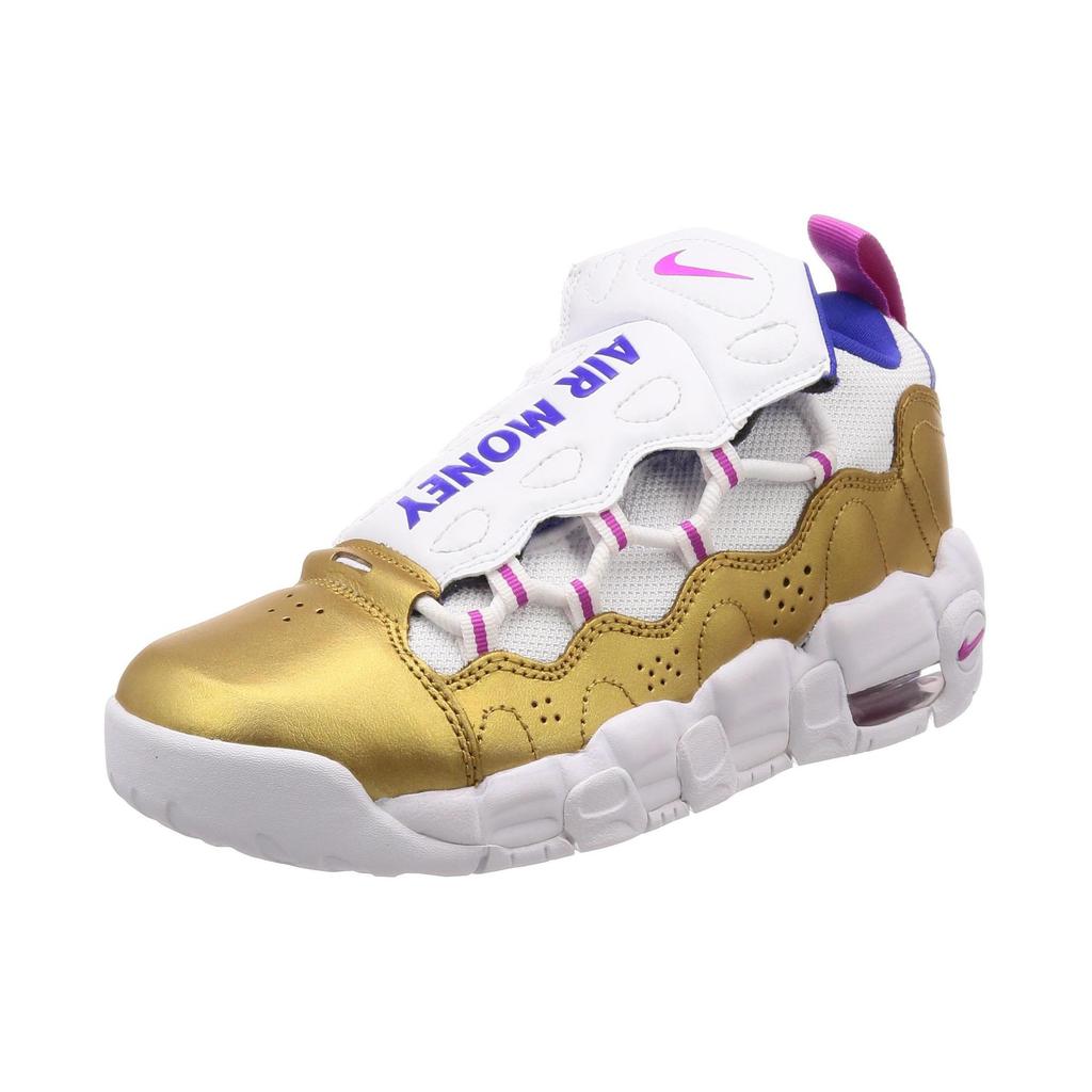 Nike Air More Money Grade School 'Fuschia Blast' (Unisex) White / Fuchsia Blast-Metallic Gold-Racer Blue Basketball Shoes AH5215 101