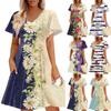 Женское летнее платье повседневное свободное цветочное оборка с коротким рукавом сарафан пляжное платье А-силуэта с карманами