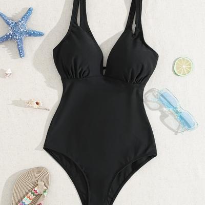 Новый сексуальный слитный купальник с открытой спиной, женский сексуальный с V-образным вырезом, на шнуровке на талии, облегающий слитный купальник