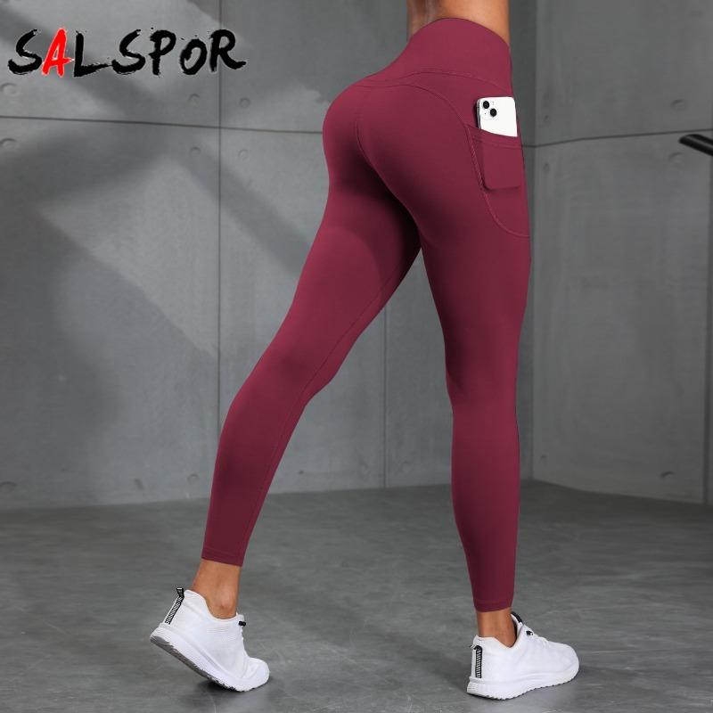 Женские однотонные леггинсы с боковыми карманами, повседневные обтягивающие эластичные леггинсы