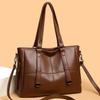 Large Vintage Leather Tote Bag Multi-Pocket Shoulder Bag for Women