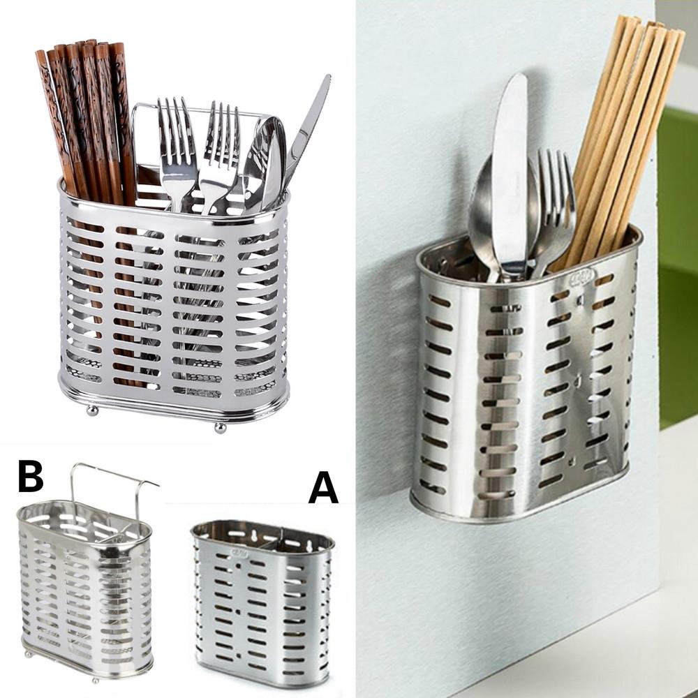 304 нержавеющая сталь палочки для еды трубка дренажная стойка настенная двойная клетка для палочек для еды кухня C