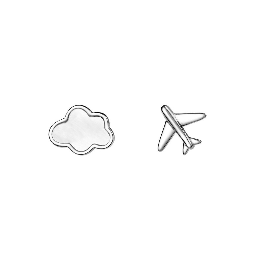 Милые мини-серьги в корейском стиле, асимметричные серьги в виде самолета и облаков, маленькие студенческие ушки