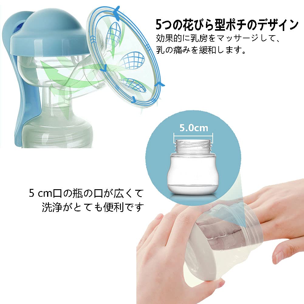 This manual breast pump with two settings for direct breastfeeding is safe and practical for mothers (BPA-free).