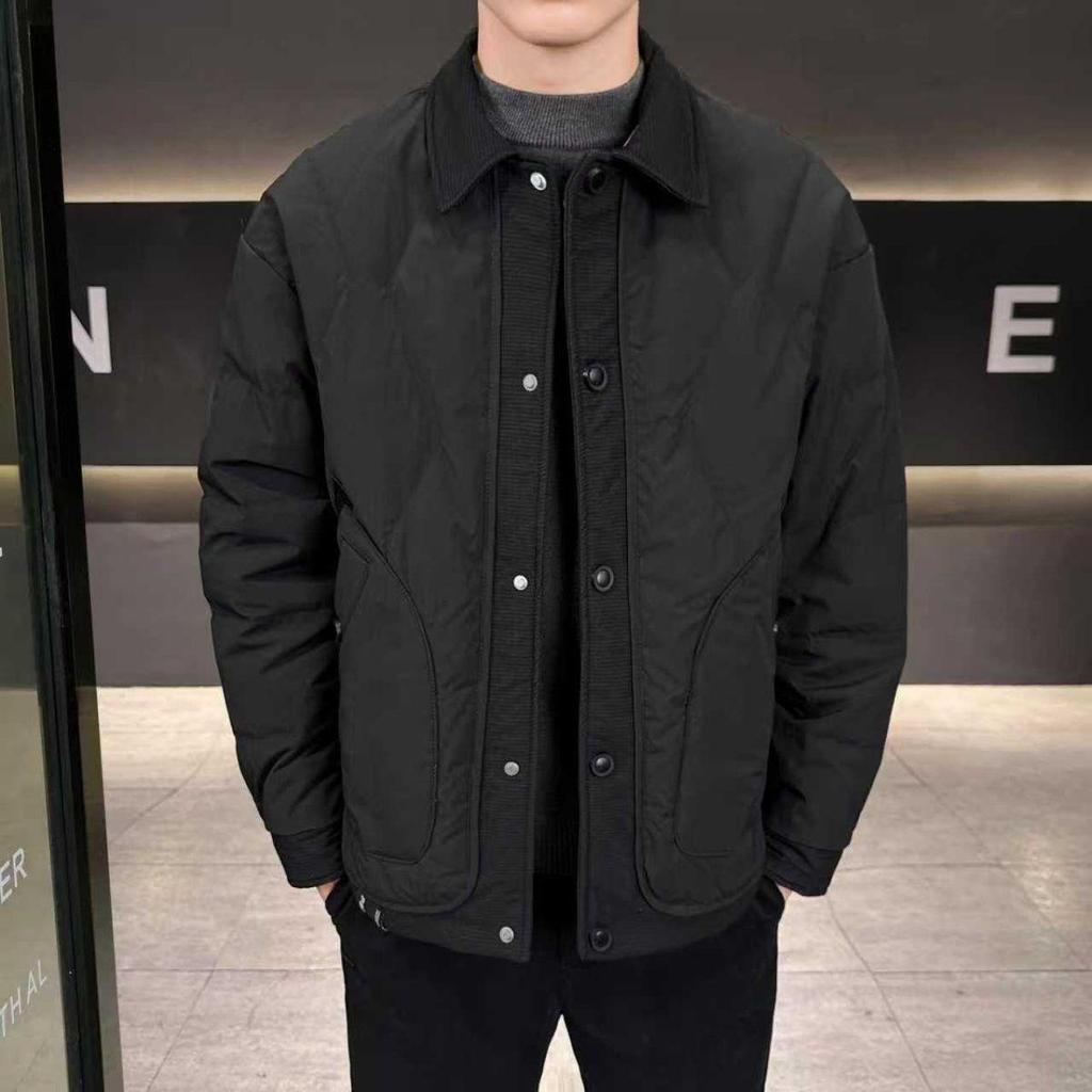 Мужская модная легкая куртка-пуховик с лацканами 2025 - Теплое, короткое, утепленное зимнее пальто