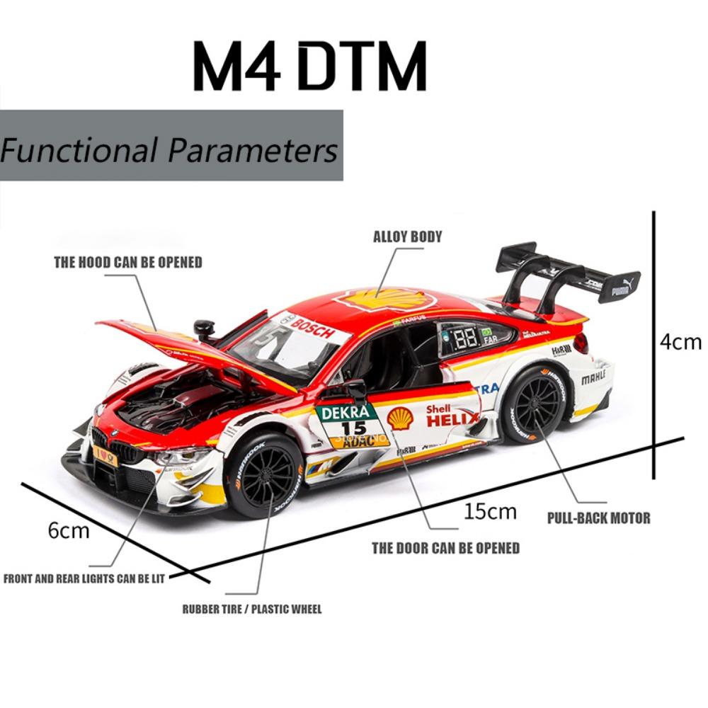 1/32 Модель гоночного автомобиля BMW M4 DTM Игрушка из сплава литья под давлением со звуком и светом Модель с механизмом оттягивания Коллекционные игрушки для мальчиков Праздничные подарки