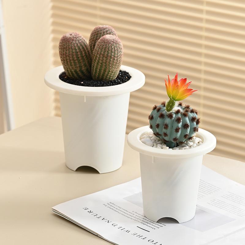 Large Round Resin Flower Pot for Cactus & Succulents - Desktop Home Garden Planter