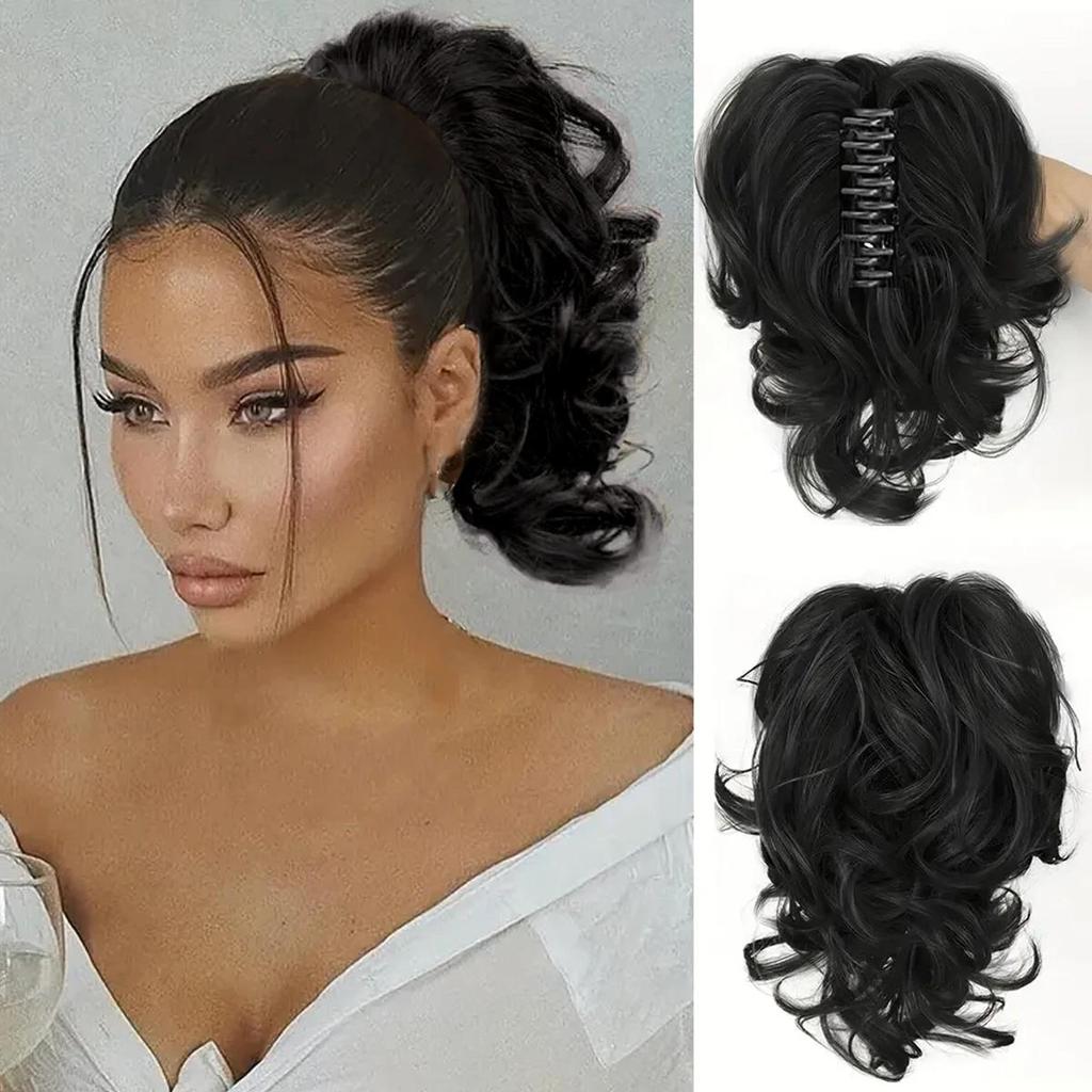 Парик «конский хвост» с большой заколкой, коса из натурального синтетического волокна, модный пушистый короткий хвост с большой волной