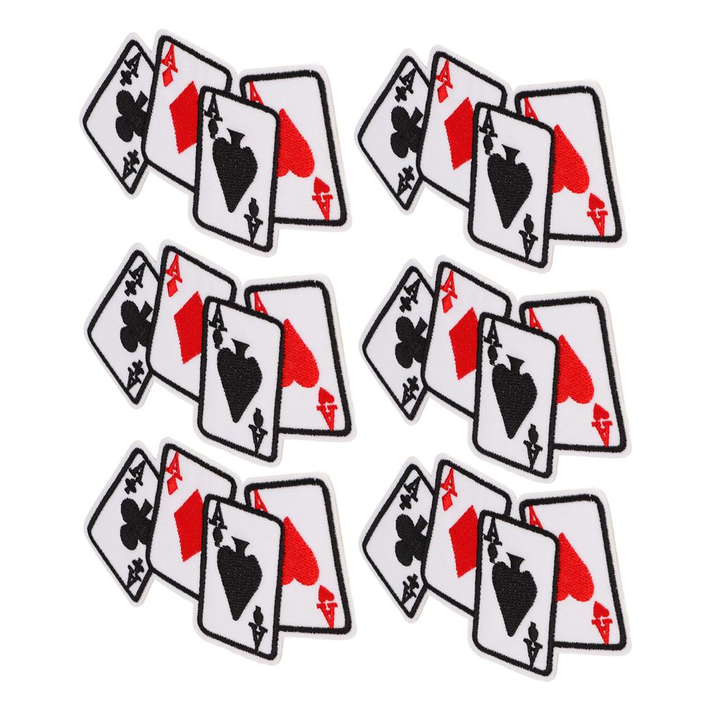 20Pcs Iron On Patch Embroidered Playing Card Patch Applique for Clothes Dress Hat DIY Accessories