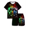 Купите 1 и получите 1 бесплатно, всего 2 шт., крутой повседневный комплект из футболки с коротким рукавом и шорт с 3D-принтом для мальчиков — удобный, легкий, дышащий,