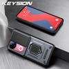 KEYSION Shockproof Armor Phone Case for VIVO V50 5G Slide Camera Lens Protection Ring Stand Phone Back Cover for VIVO V50 5G