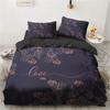 3D Black Bedding Set Pillowcase King Queen Full Single 200x200 Bed Linen Gold Design 3D Printed Duvet Cover Set for Teens Women