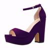 Women Sandals Summer 12cm Sexy Peep Toe Thick High Heels Ankle Strap Sandal Square Flock Platform Shoes Shoe