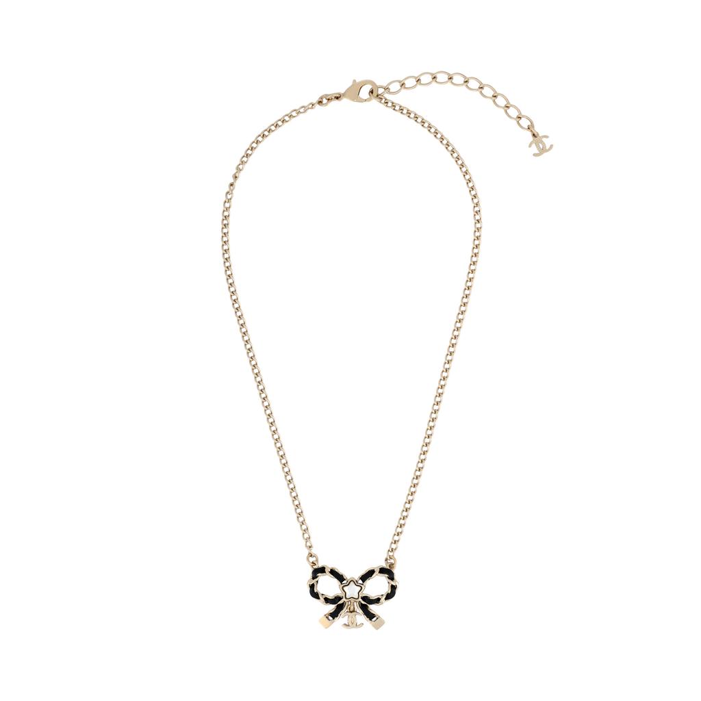 Chanel 25B Autumn Winter Bow Design Lucky Necklace Unisex necklace Gold ABG277-B21852-U3435