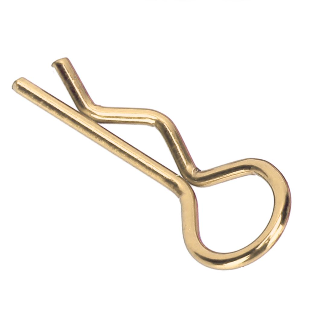 10Pcs RC Car Clip RShape Metal Body Clips Pins for 1/5 1/6 1/8 1/10 RC Car(Gold )