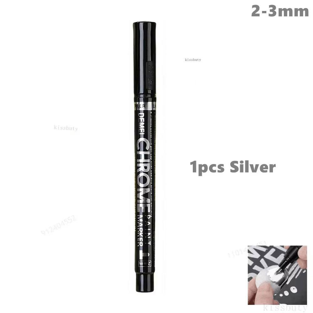 1-5Pcs Chrome Paint Marker Reflective Fluid Mirror Paint Pen 2mm Silvery Ink For DIY Car Styling Model Metal Wood Plastic Stone