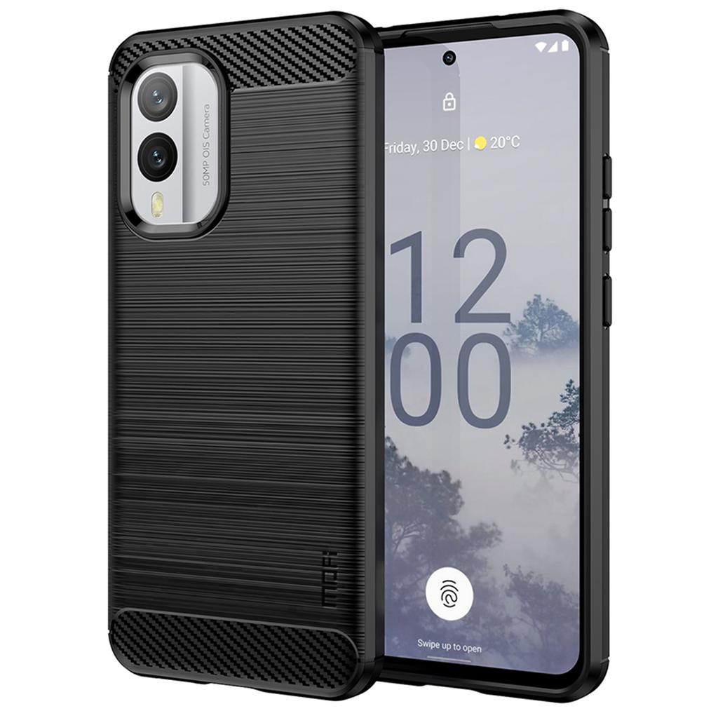MOFI JK TPU Series-1 Anti-scratch Phone Case for Nokia X30 5G,Carbon Fiber Brushed Soft TPU Back Cover