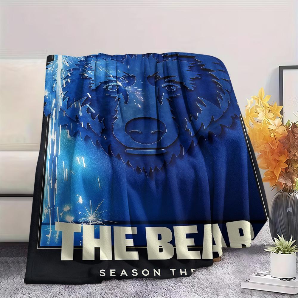 1PC The Bear Print Flannel Blanket, High quality Comfortable for All Seasons, Home Decor, Warmth and Comfort, Perfect for Christmas Gifts