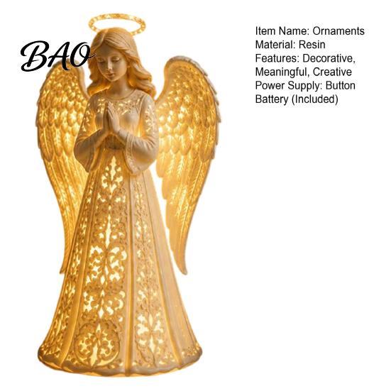 LED Night Light for Bedroom Guardian Angel Figurine with Warm Christmas Decor, Praying Statue Decor Tabletop Lamp Home Memorial And Sympathy Keepsake