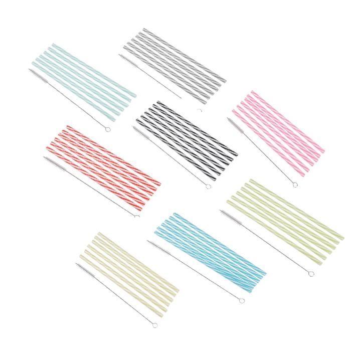 Pailles réutilisables - 23 cm - Jaune - 6 pailles + brosse