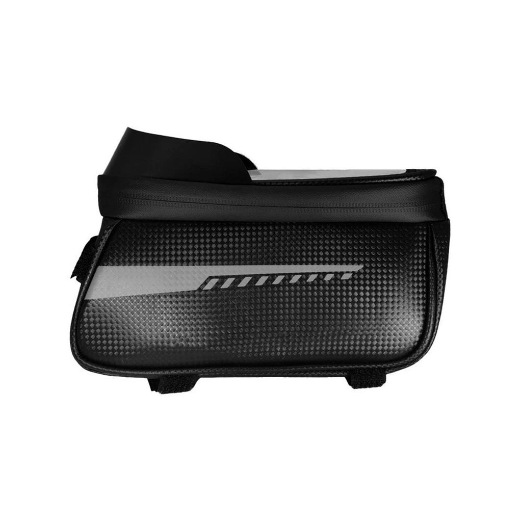 Frame Bag with Phone Holder, Screen Compatible, Mountain Bike Front Storage Pouch, Black
