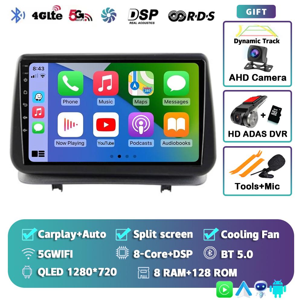 Android 14 Carplay Auto для Renault Clio 3 CLIO 3 2005 - 2014 Автомобильное радио Мультимедиа Навигация GPS Плеер Стерео WiFi+4G BT DSP