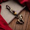 Yousheng Подвеска-брелок из латуни, шарм в виде лошади, цепочка для ключей автомобиля с плетеной вручную веревкой и бисером, талисман на немедленный успех, подвеска-мешочек, украшение для автомобиля